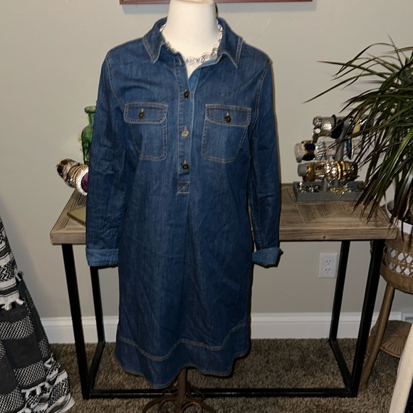 Boden Dresses & Skirts - Boden Denim 3/4 Button Up Collared Dress EUC